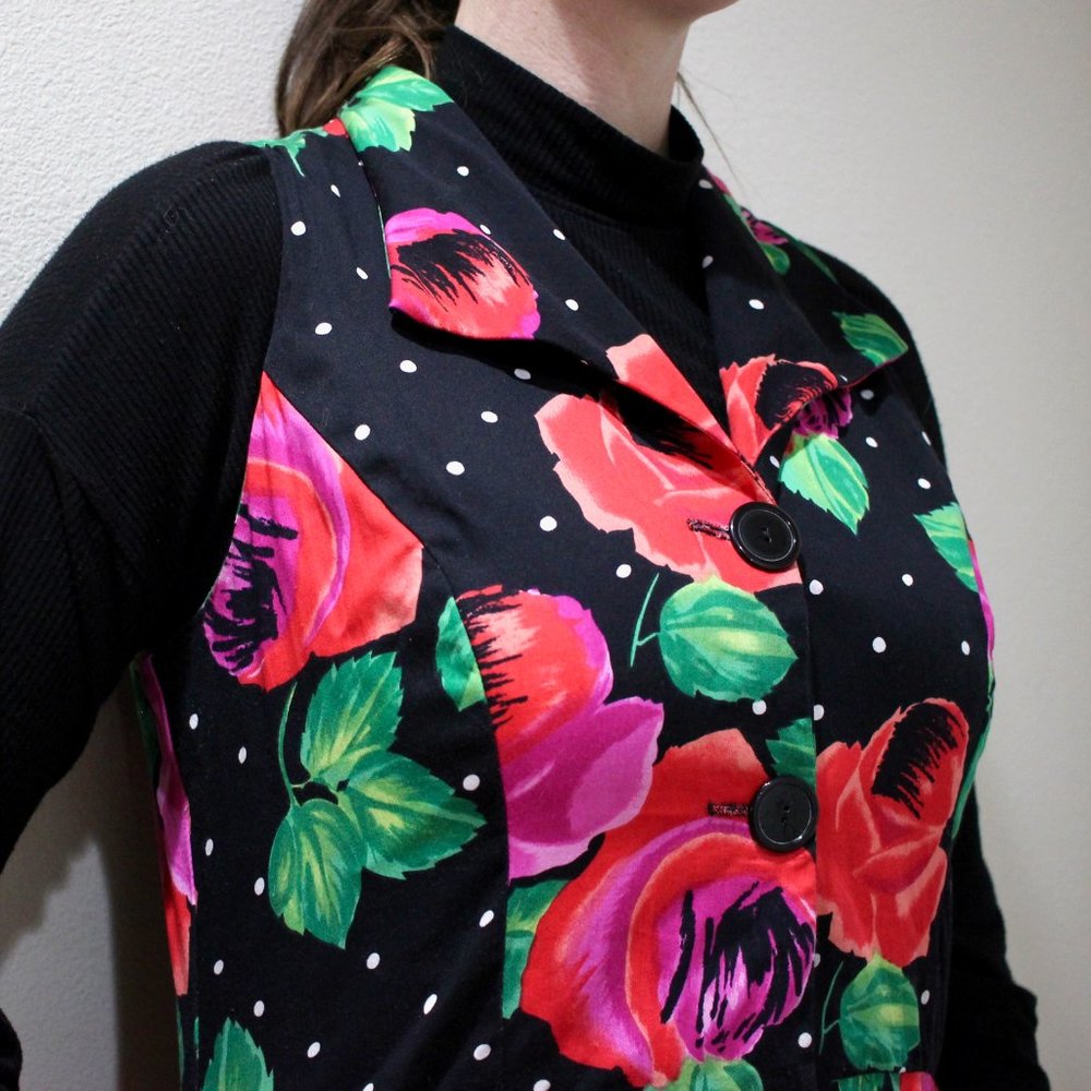 Vintage Jessica Howard by Mitchell Rodbell floral polka dot career dress - Picture 4 of 15